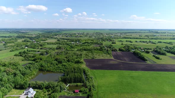 Beautiful Rural Summer Landscape From a Height in Russia