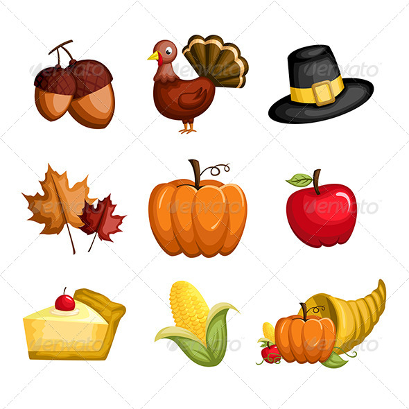 Thanksgiving Icons - Seasons/Holidays Conceptual