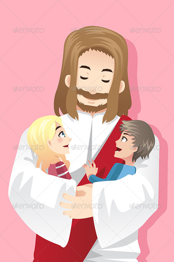 Jesus holding Children - Religion Conceptual
