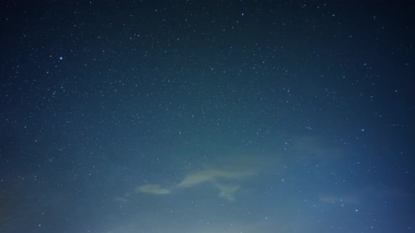 Starry Sky with Milky Way Galaxy Gentle Clouds