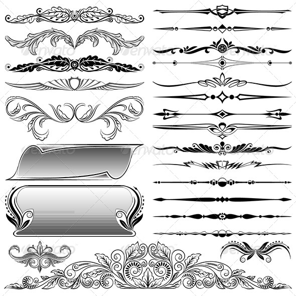 Calligraphic Design Elements and Page Decoration - Decorative Vectors