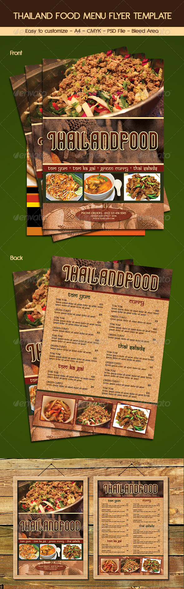 Thailand Food Menu Flyer Template - Food Menus Print Templates