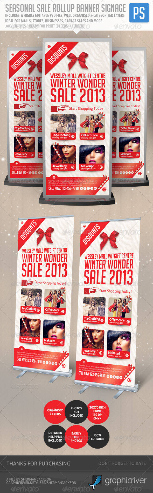 Seasonal Sale Rollup Banner Signage - Signage Print Templates
