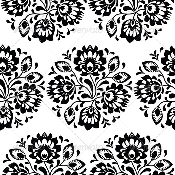 Seamless Traditional Floral Polish Pattern - Flourishes / Swirls Decorative