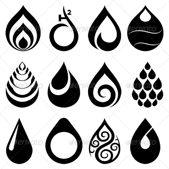 Drop Icon and Signs Set - Nature Conceptual
