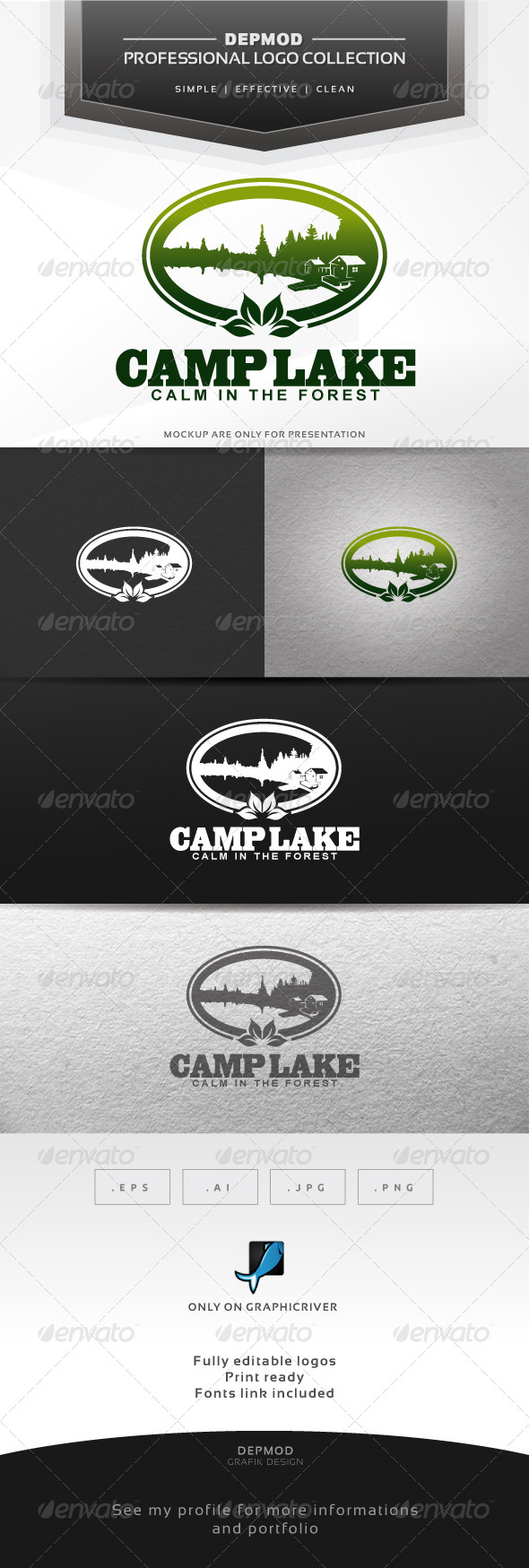 Camp Lake Logo - Nature Logo Templates