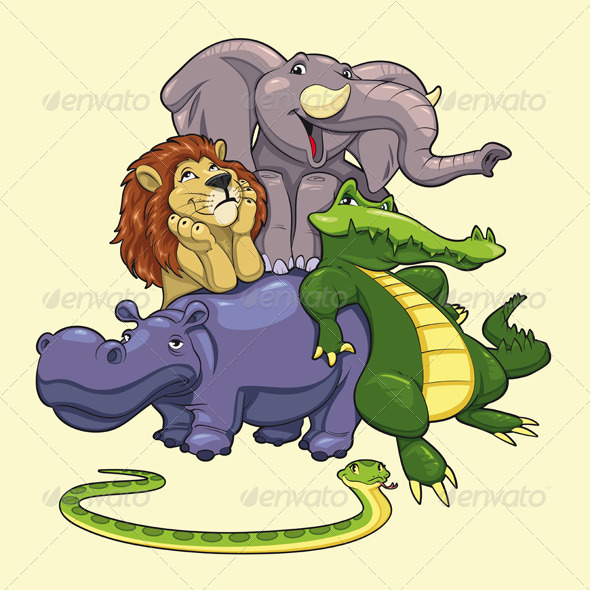 Group of animals of savannah. - Animals Characters