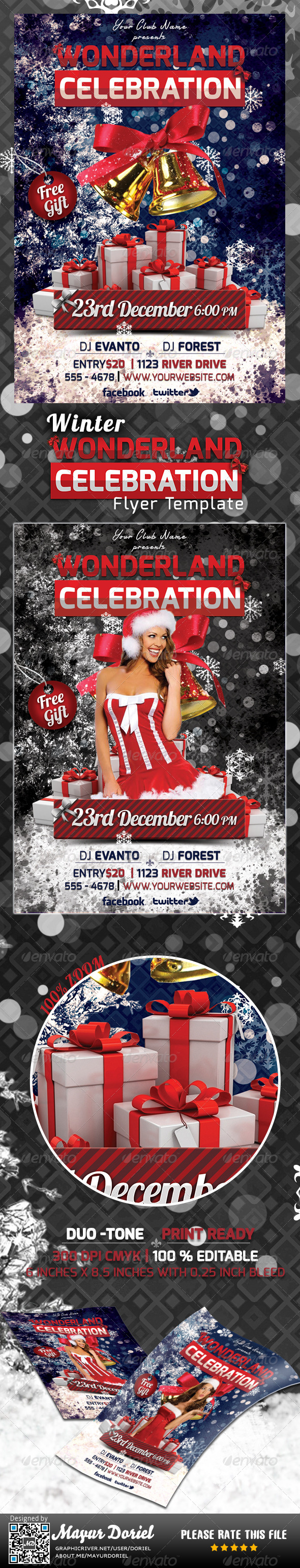 Winter Wonderland Celebration Flyer Template - Holidays Events