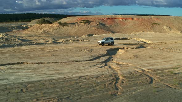 Aerial View of Traveling By Car
