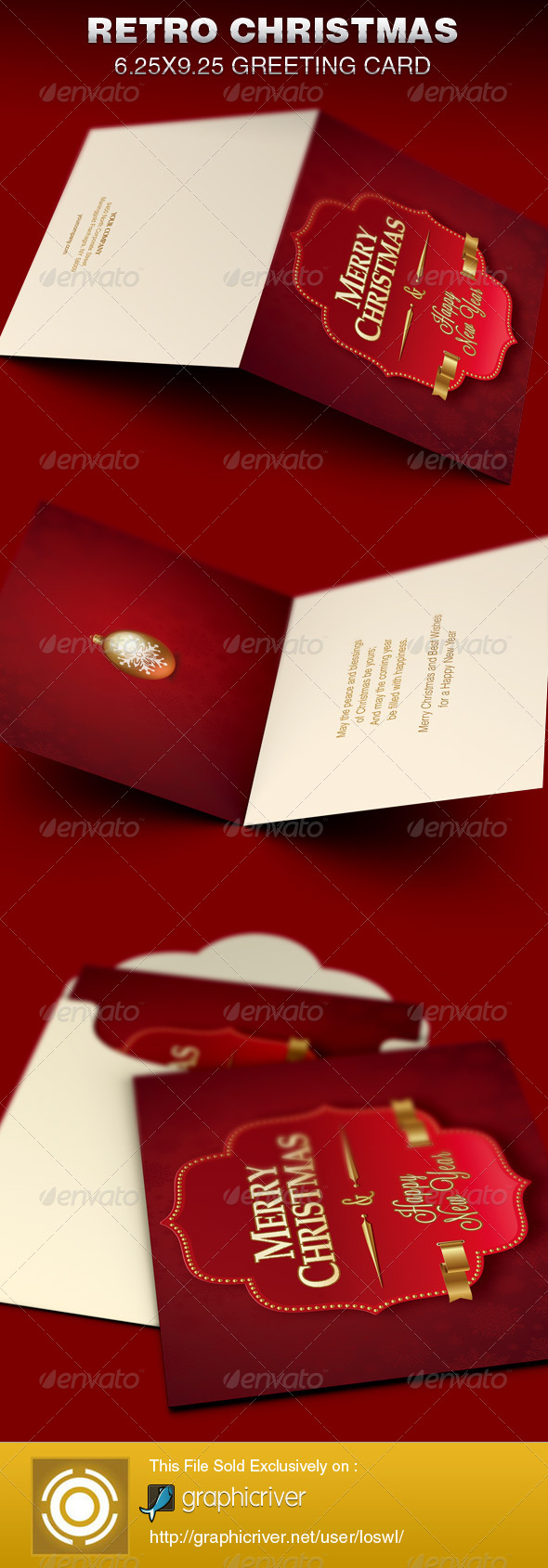 Retro Christmas Greeting Card Template - Holiday Greeting Cards