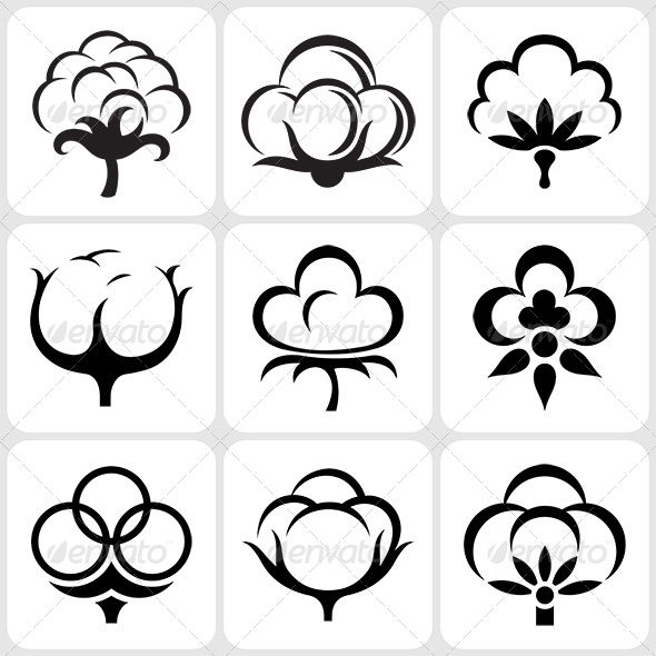 Cotton Icons Set - Organic Objects Objects