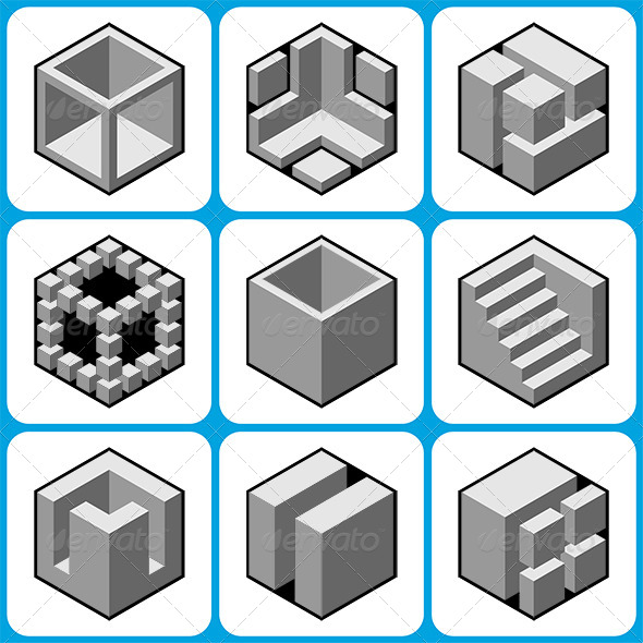 Abstract Cube Icons Set 2 - Abstract Conceptual