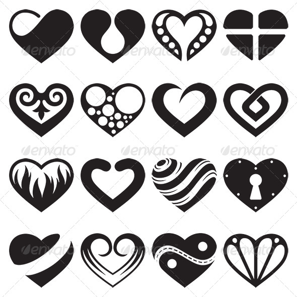 Heart Icons and Signs Set - Valentines Seasons/Holidays