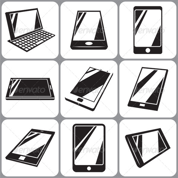 Smartphone and Tablet Icons Set - Communications Technology