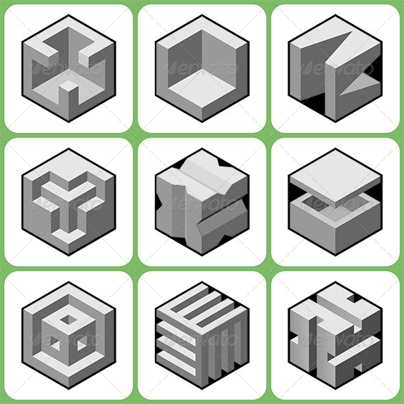 Abstract Cube Shape Icons Set 3 - Abstract Conceptual