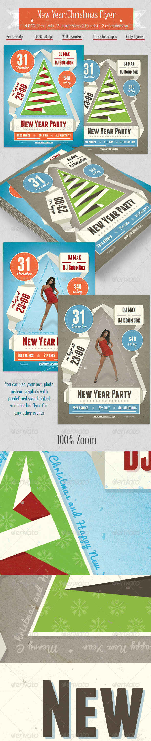 New Year/Party Flyer Vintage Ribbon Style - Clubs & Parties Events