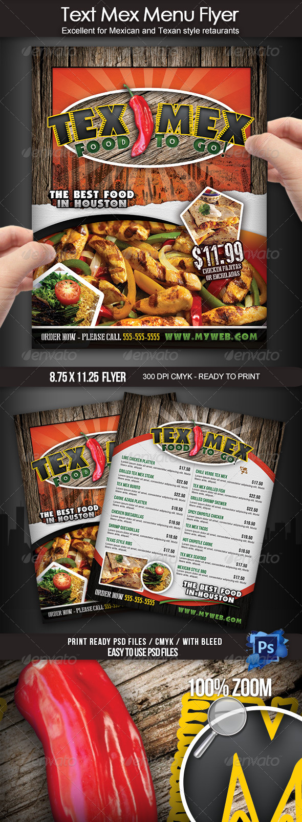 Tex Mex Menu Flyer - Food Menus Print Templates