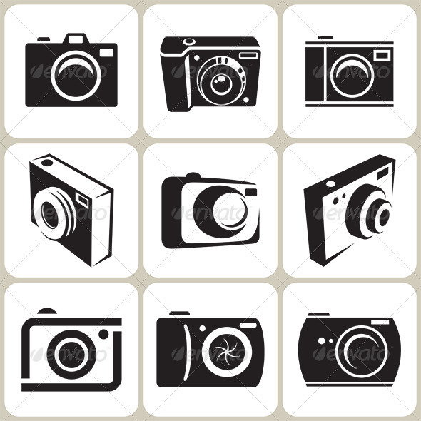 Photo Camera Icons Set - Media Technology