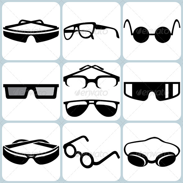 Glasses Icons Set - Man-made Objects Objects