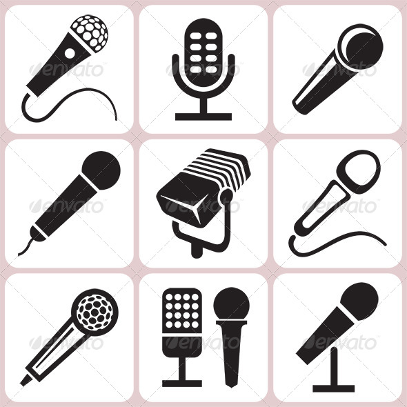 Microphone Icons Set - Media Technology