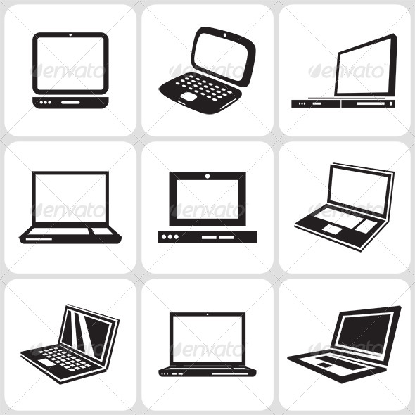 Notebook Icons Set - Computers Technology