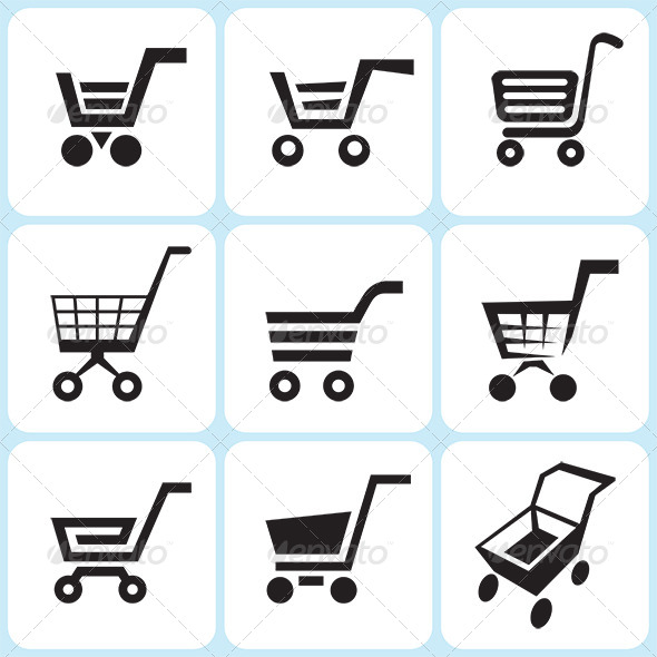 Shopping Cart Icons Set - Man-made Objects Objects