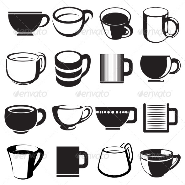 Cup Icons Set - Man-made Objects Objects