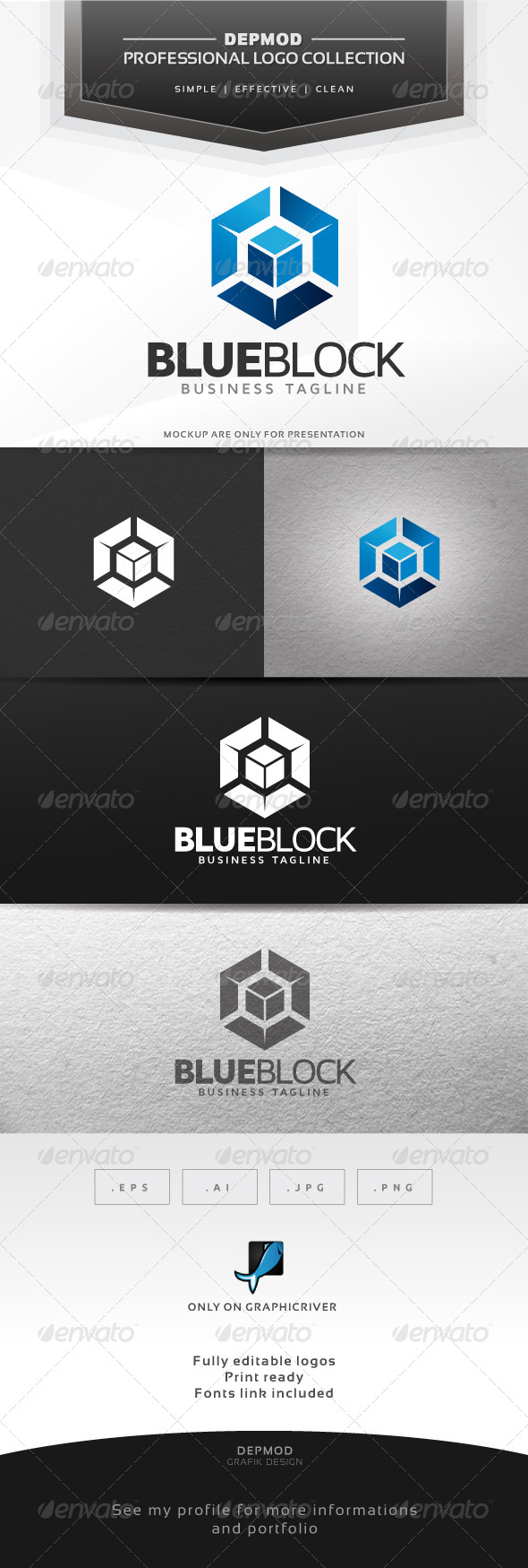 Blue Block Logo - Abstract Logo Templates
