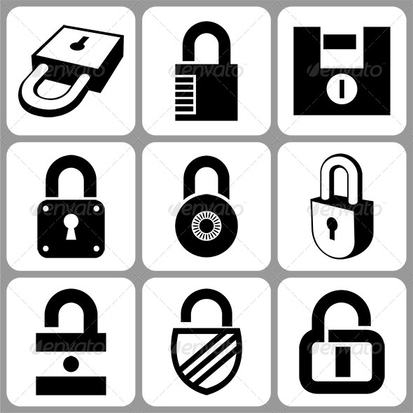 Lock Icons Set - Man-made Objects Objects