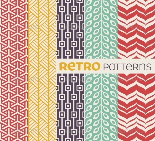 Set of Vector Seamless Patterns in Retro Style - Patterns Decorative