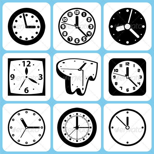 Clock Icons Set - Man-made Objects Objects