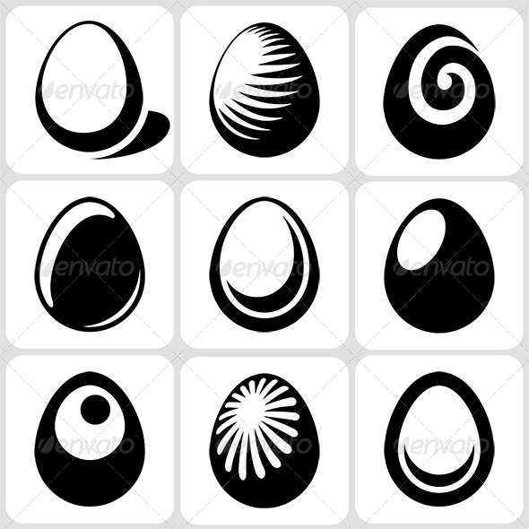 Egg Icons Set - Food Objects