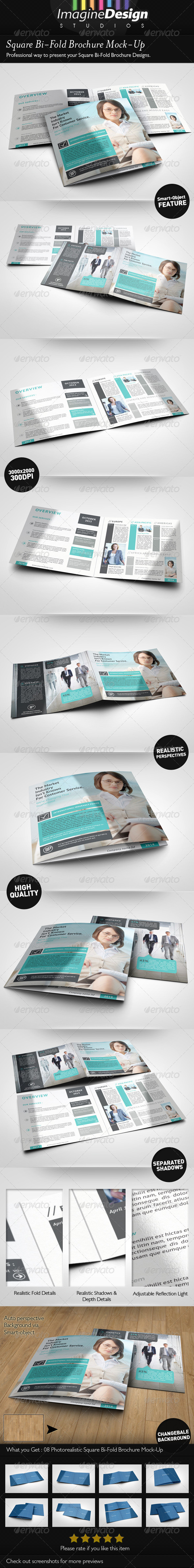 Square Bi-Fold Brochure Mock-Ups - Brochures Print