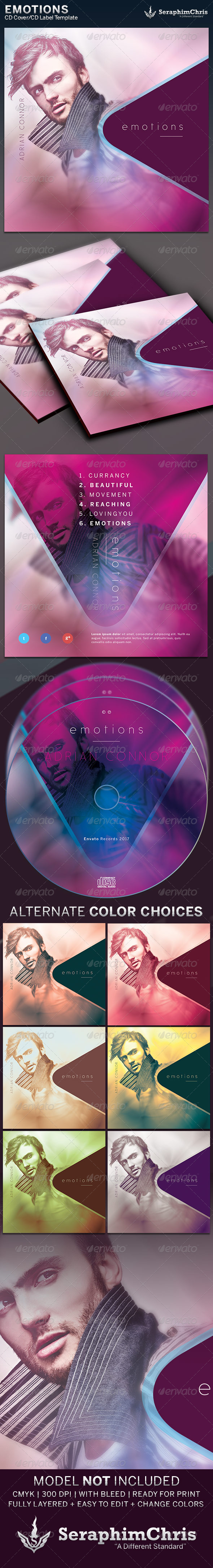 Emotions: CD Cover Artwork Template - CD & DVD Artwork Print Templates