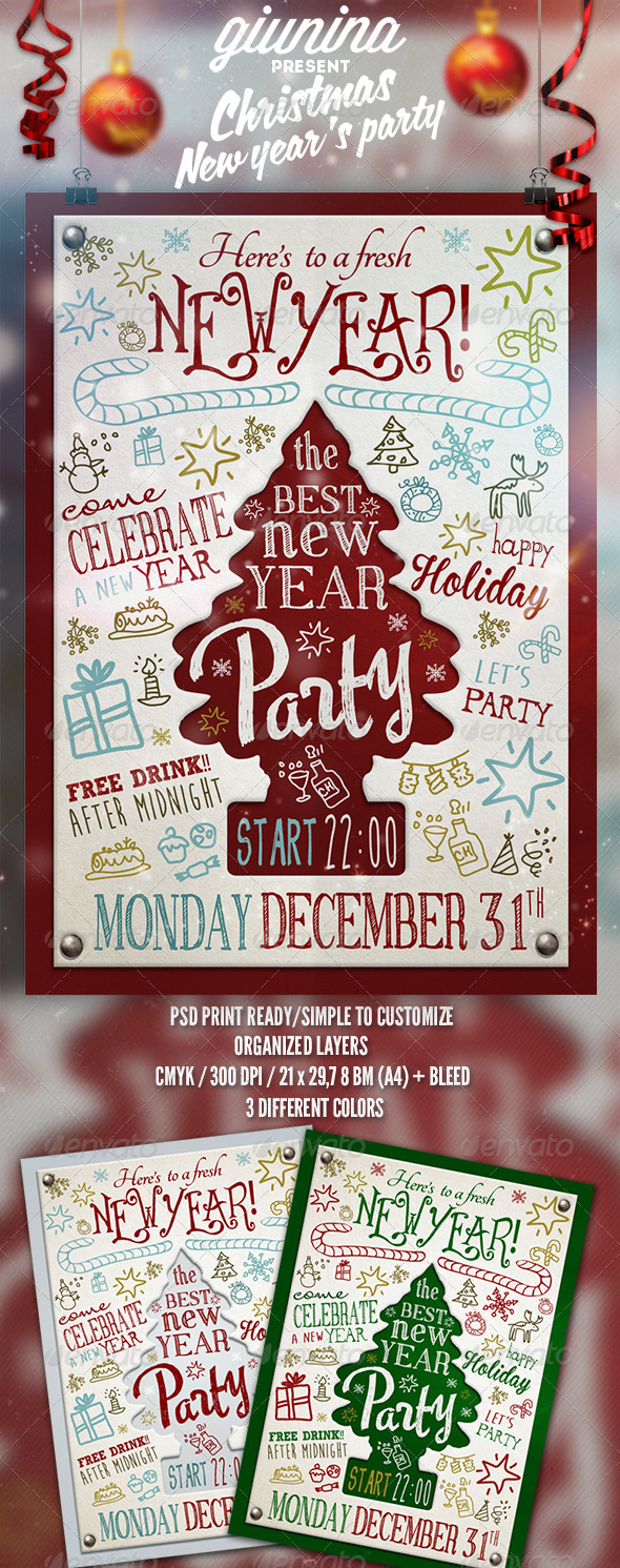 Christmas New Year's Party Flyer/Poster - Events Flyers