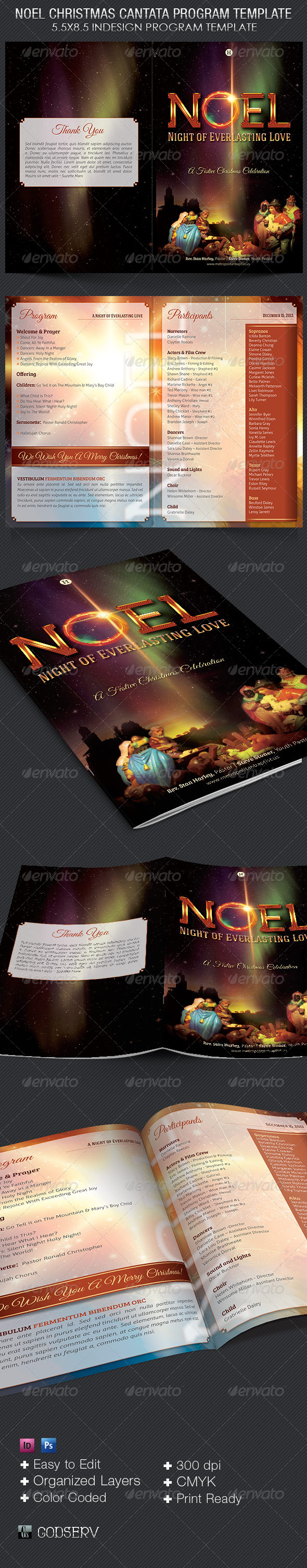 Noel Christmas Cantata Program Template - Brochures Print Templates