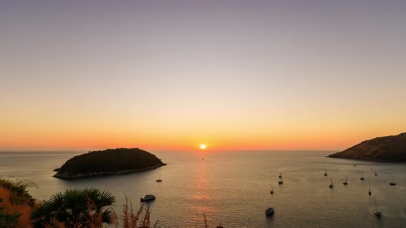 Sunset on Andaman sea at View Point near Laem Promthep Cape, Phuket, Thailand - Time Lapse