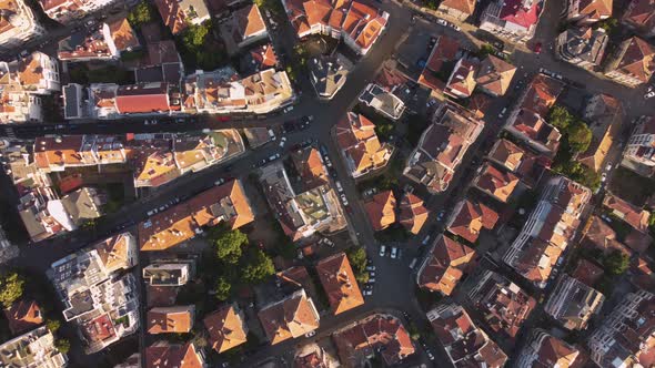 Aerial View of the Beautiful City of Burgas at Sunset Bulgaria alt