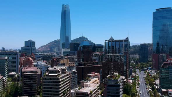 Timelapse of aerial footage in luxury district, Santiago, Chile alt