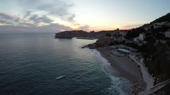 Aerial view of Banje Beach near the old port alt