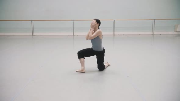 Bellerina dances beautifully at the rehearsal. Professional ballet dancer. Feelings.Sensual dance