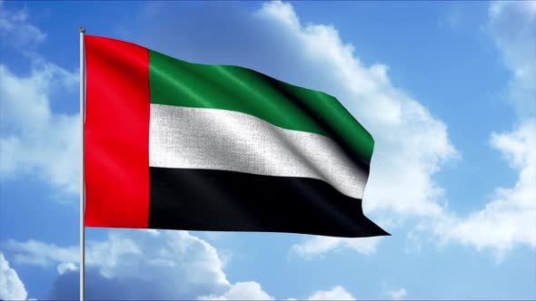Abstract Realistic Animation of the Waving Flag of the United Arab Emirates alt