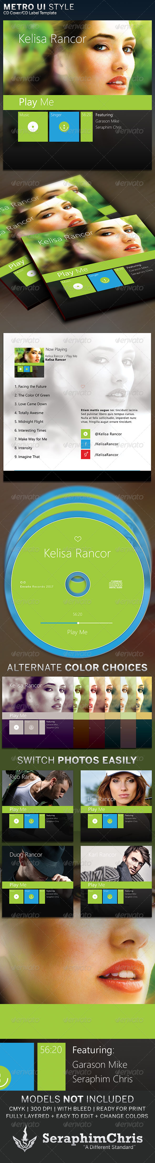 Metro UI Style: CD Cover Artwork Template - CD & DVD Artwork Print Templates