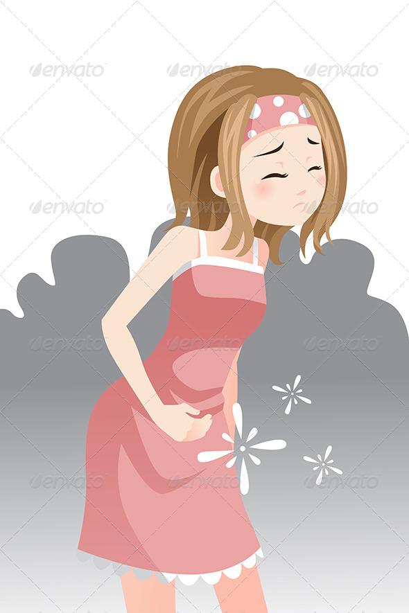 Woman Stomach Pain - People Characters