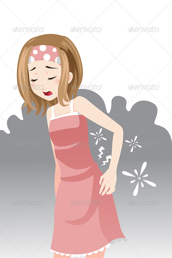 Woman having back Pain - People Characters