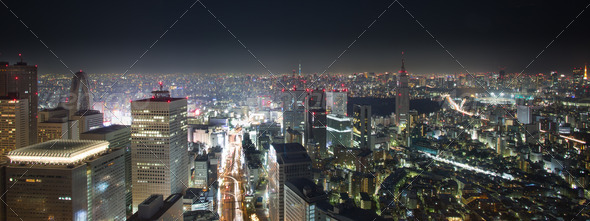 Incredible cityscape of tokyo by night, Japan