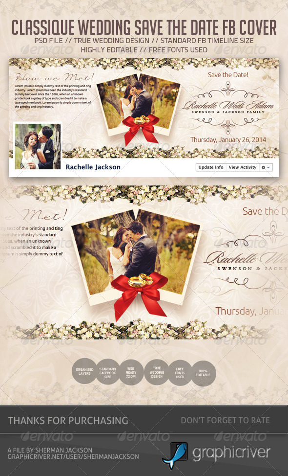 Wedding / Save the Date Facebook Cover - Facebook Timeline Covers Social Media