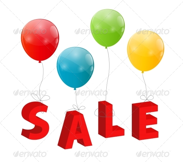 Balloons with Sale Letters . Concept of Discount. - Retail Commercial / Shopping
