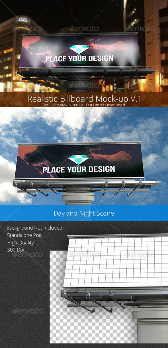 Realistic Billboard Mock-up V.1 - Print Product Mock-Ups