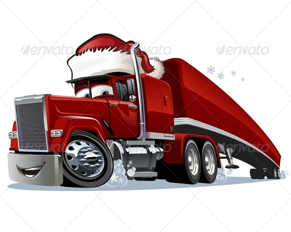 Cartoon Christmas Truck - Christmas Seasons/Holidays
